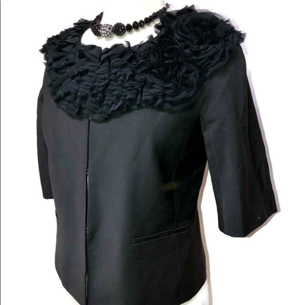 Ann Taylor Women's Black Ruffle Bolero Blazer 6 NWOT